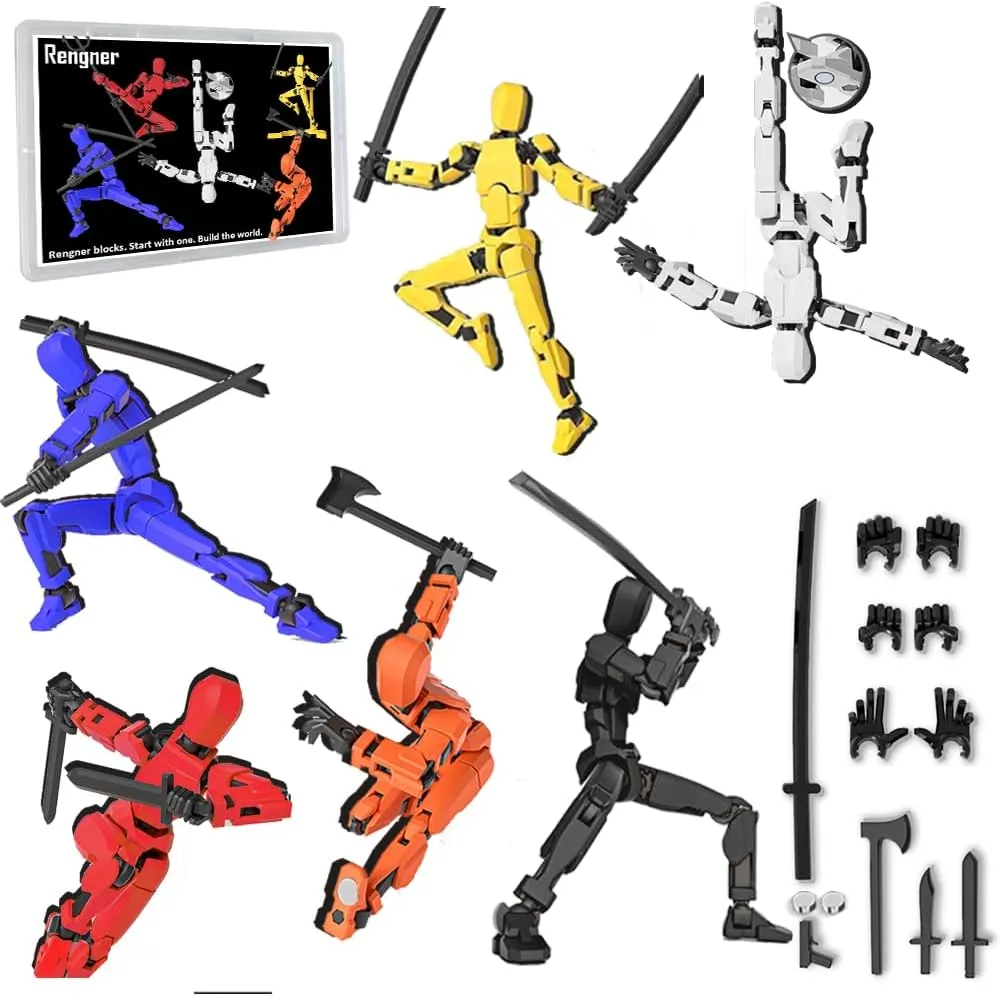 (Pre-Assembled) Dummy13 Magnetic Action Figure Set, T 13 T13 Action Figure, Anti-Gravity Style, Magnetic Articulated Figures, Multi-Jointed Movable Robot (6PCS)