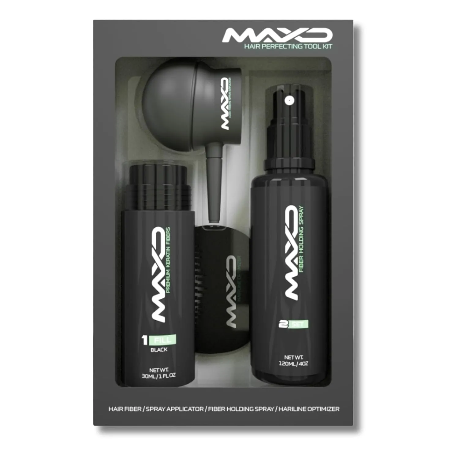 Premium Hair Thinning Concealment Kit - Includes Hair Building Fibers, Fiber Hold Spray, Applicator & Hairline Optimizer – Conceals Thinning Hair for Men & Women - Provides a Natural Look (Dark Brown)