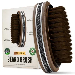 Premium Handmade 4.5" Boar Bristle Beard Brush for Men – Father's Day Gift Ideas for Men – Natural Walnut Wood & Rubber Grip – Stimulates Hair Growth – For Men's Beard & Mustache Care – Alpha Organics