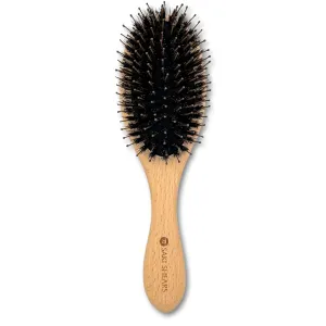 Premium Nylon & Boar Bristle Brush for All Hair Types – Effortless Detangling, No Pulling or Breakage – Smooths, Softens, and Enhances Texture While Stimulating Scalp Health (Natural Wood)