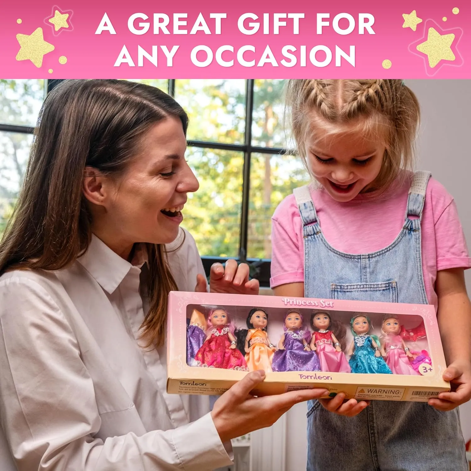 Princess Dolls Playset – 6 Mini Princess Dolls with Colorful Gowns, Crowns & Jewelry – Fantasy Role Play Set for Kids with Elegant Dresses, Accessories & Royal-Themed Box – Gift for Ages 3 