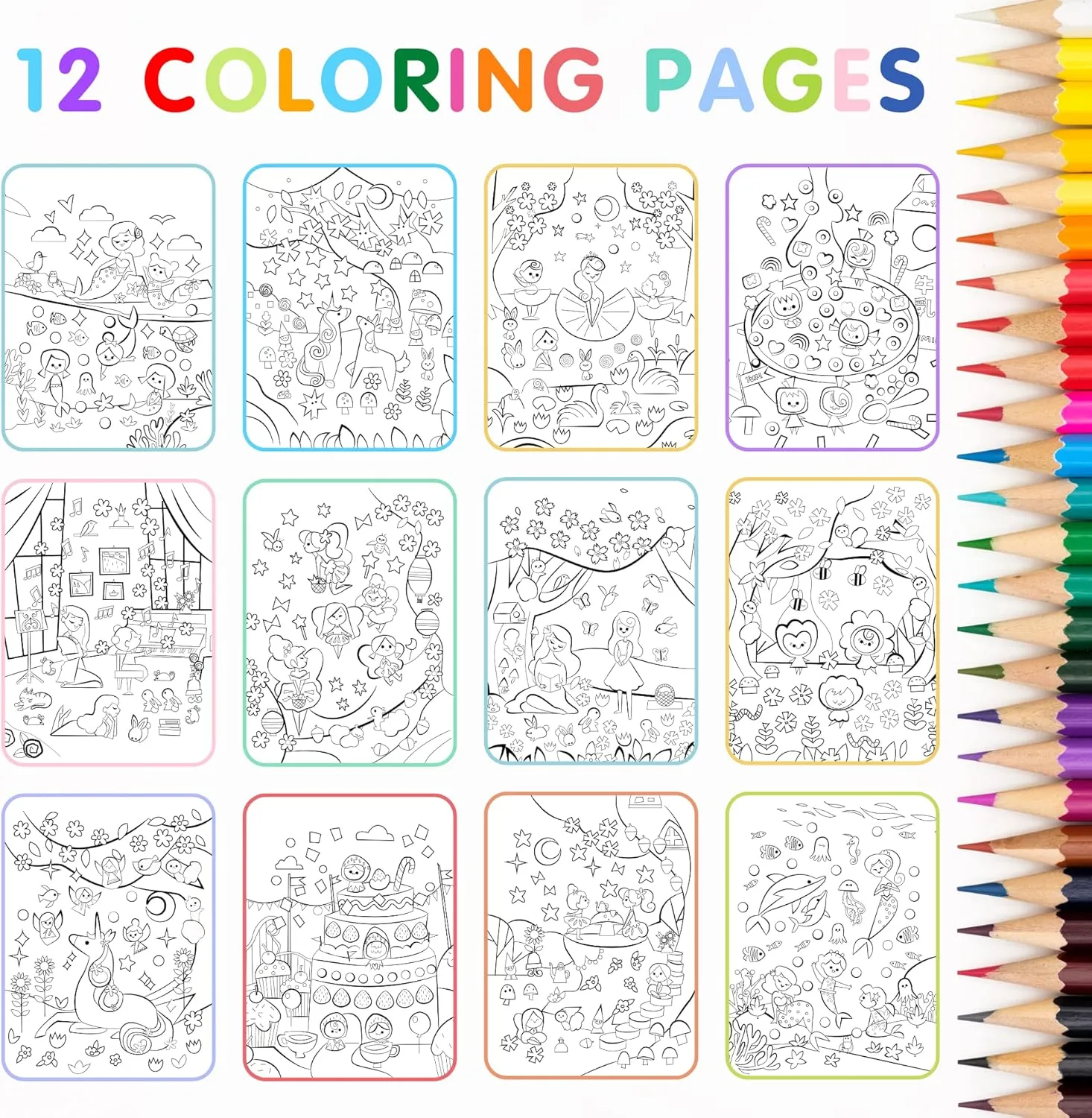 Princess Sticker Book Activity for Kids, A Magical World by Cupkin, Toddler Airplane Travel Essentials, 500  Stickers for Kids 12 Scenes   Coloring Book Pages, Princess Gift, Crafts Ages 2-8