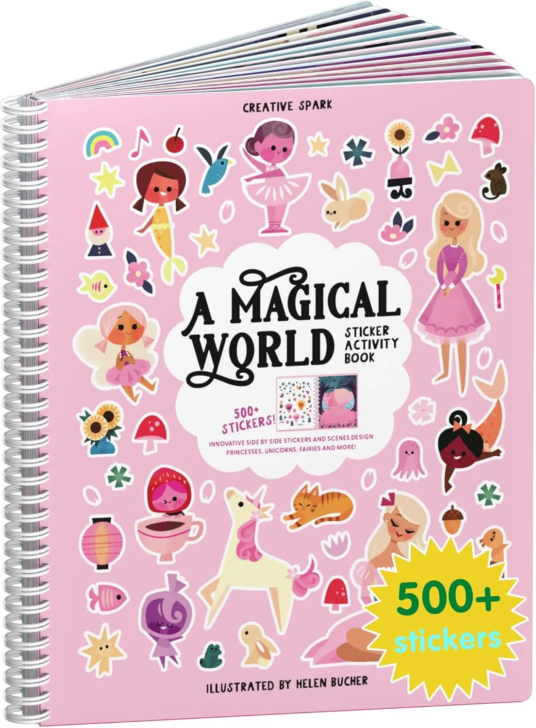 Princess Sticker Book Activity for Kids, A Magical World by Cupkin, Toddler Airplane Travel Essentials, 500  Stickers for Kids 12 Scenes   Coloring Book Pages, Princess Gift, Crafts Ages 2-8