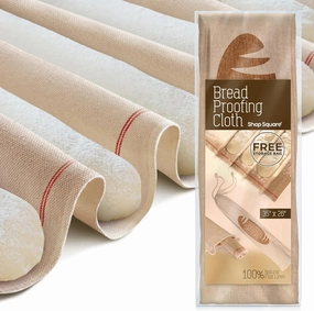 Professional Bakers Couche Extra Large 35" x 26" Premium Proofing Cloth 100% Natural Flax Linen - with Bonus Storage Bag