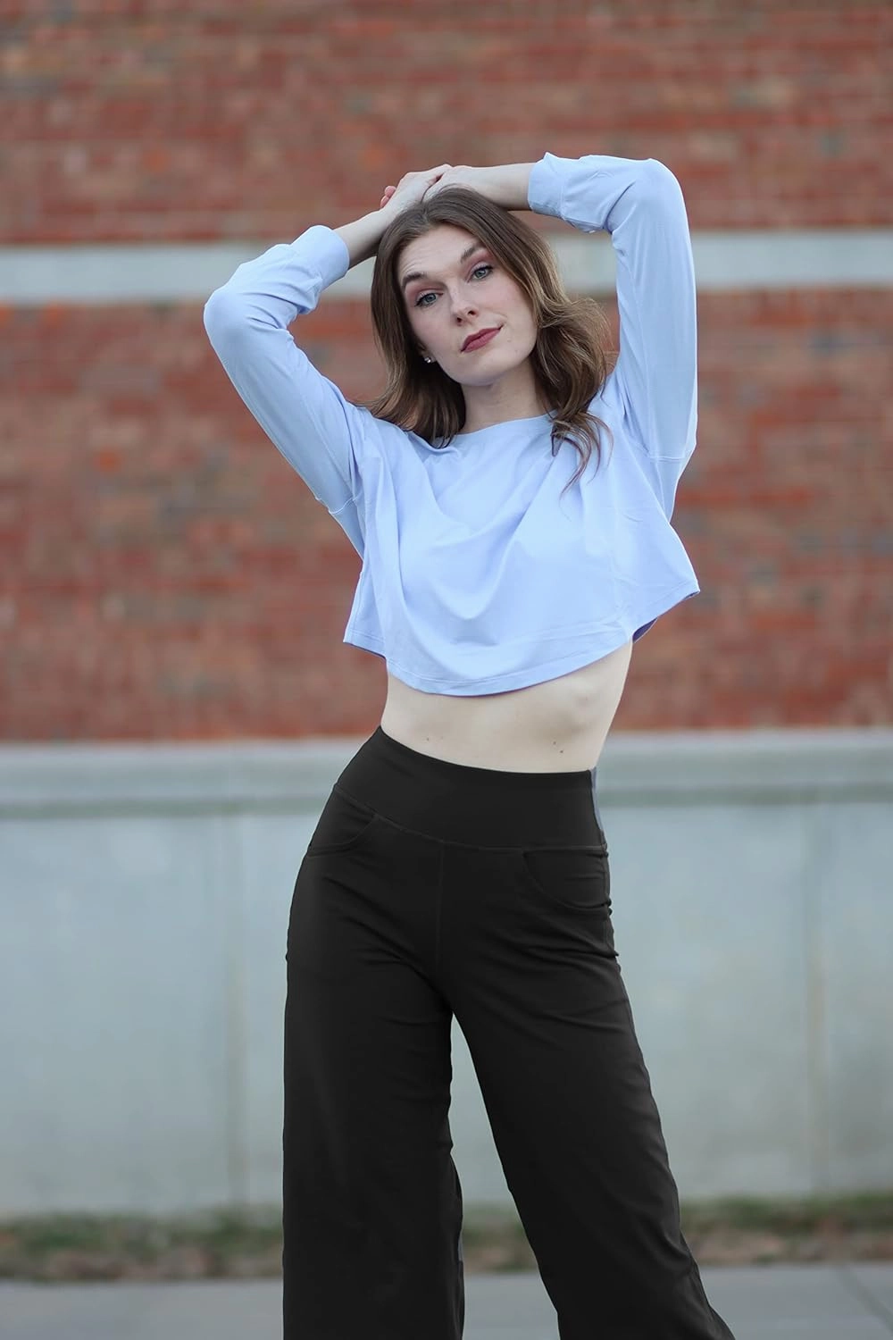 Promover Capri Pants for Women Wide Leg Yoga Cropped Pants with Pockets Loose Casual Summer Pants