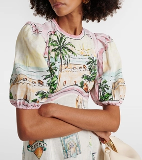 Puff Sleeve Maxi Dress - Women's Summer Graffiti Y2k Vintage Boho Tropical Floral Colorful Dress