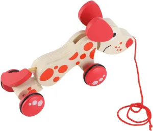 Pull Along Wooden Puppy Toy Safe Baby Stroller Toy with Rope and Bead for Indoor and Outdoor Play (Type 1)