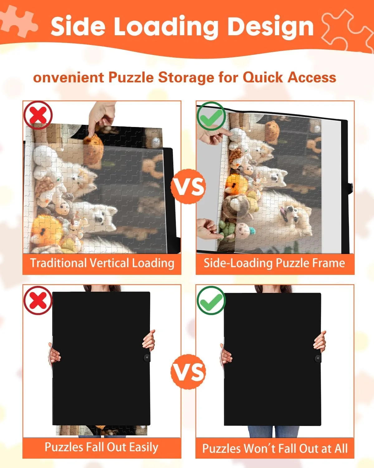 Puzzle Storage Folder Keeper, 1000-Piece Portable&Large Jigsaw Puzzle Organizer with 20 HD Pockets, Space-Saving Storage Puzzles Folder (Black)