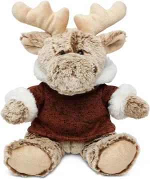 Puzzled DolliBu Plush Moose Stuffed Animal - Soft Plush Huggable Brown Moose with Hooded Sweater, Adorable Plush Toy, Wild Life Cuddle Gift for Kids & Adults - 9 Inch