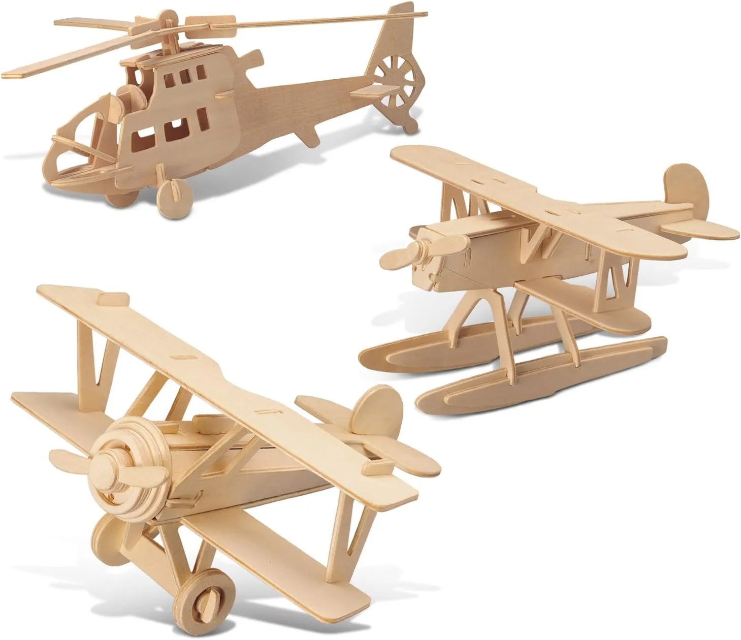 Puzzled Toys & Games Water Plane Chopper Nieuport Model Wooden Puzzle, Easy to Play Pre-Cut Puzzles Brain Teaser Educational Learning Journey Toy Activity, Kids Toddlers Children Ages 8 & Up (17 Pcs)