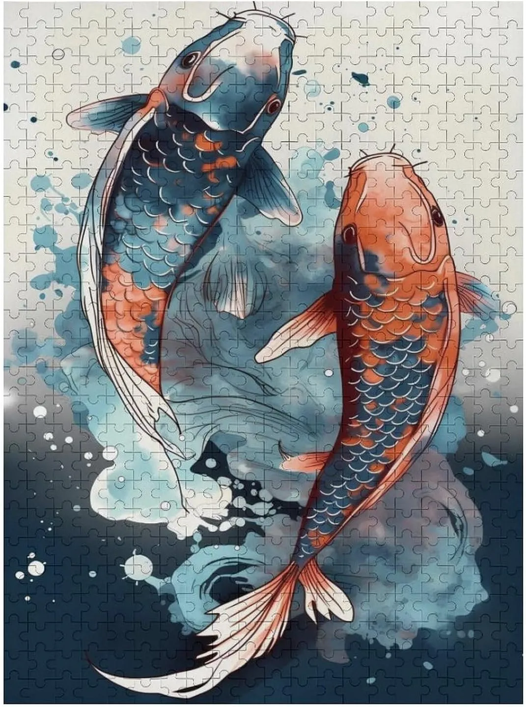 Puzzles for Adults 500 Pieces - Colored Koi Koi Fish Puzzle Challenging Educational Toys Puzzles Reduced Pressure Gift