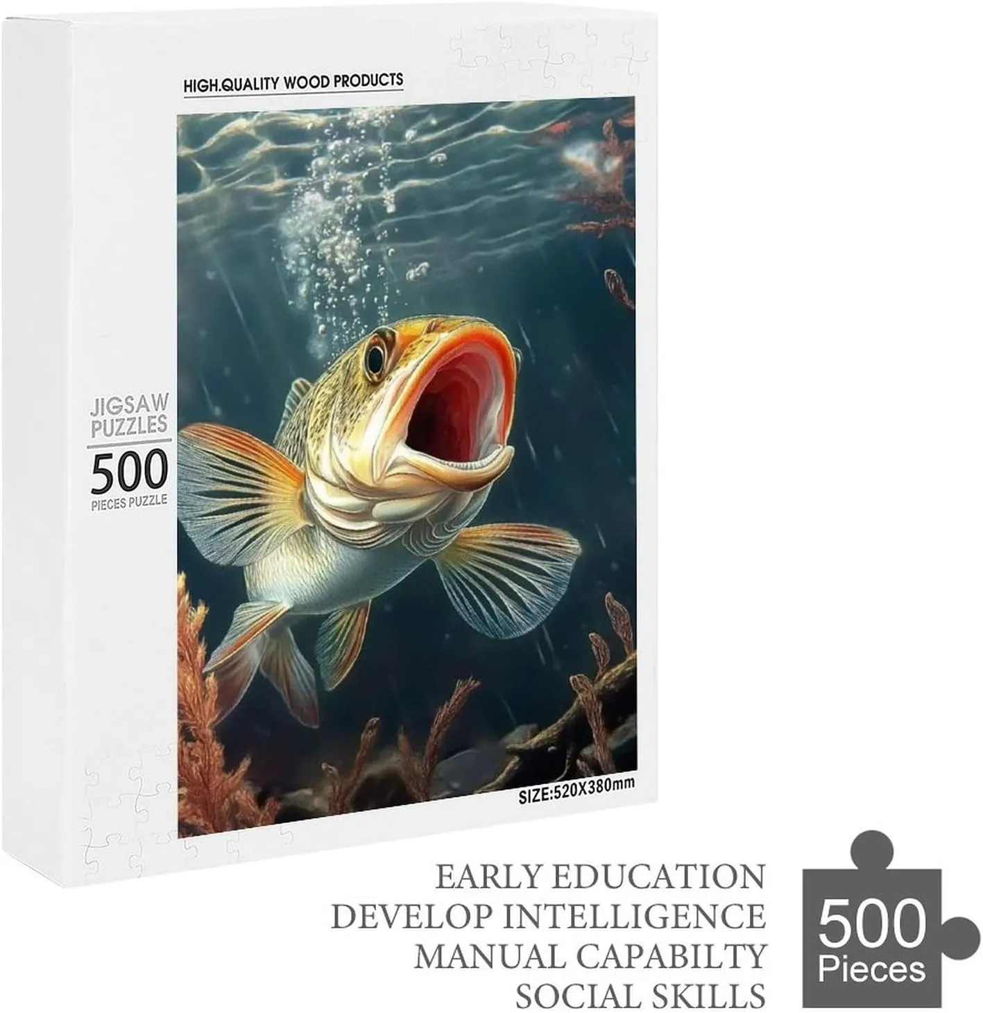Puzzles for Adults 500 Pieces - Large Mouth Fish Funny Educational Learning Puzzle Toys for Girls and Boys