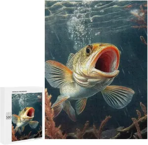 Puzzles for Adults 500 Pieces - Large Mouth Fish Funny Educational Learning Puzzle Toys for Girls and Boys