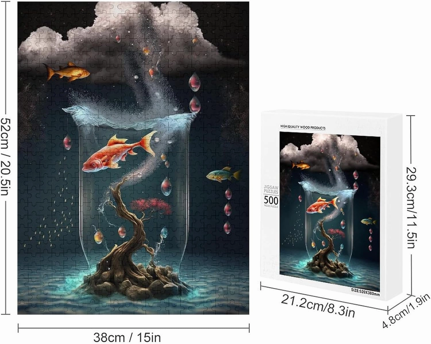 Puzzles for Adults 500 Pieces - Fish That Traveled Through Time Puzzle Game Wonderful Puzzle Great Gifts Educational Toy