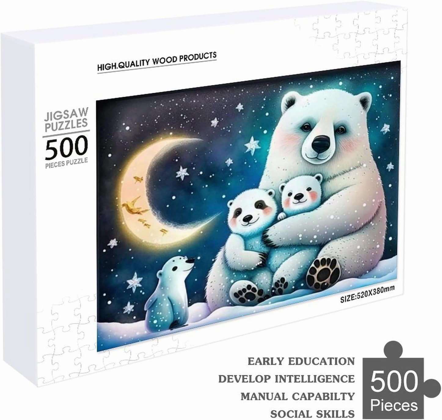 Puzzles for Adults 500 Pieces - Polar Bear House Puzzle Christmas Perfect for Relaxation Activity Difficult Challenging Puzzles