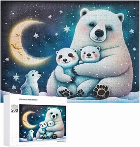 Puzzles for Adults 500 Pieces - Polar Bear House Puzzle Christmas Perfect for Relaxation Activity Difficult Challenging Puzzles