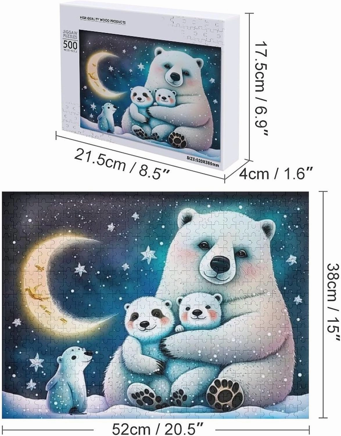 Puzzles for Adults 500 Pieces - Polar Bear House Puzzle Christmas Perfect for Relaxation Activity Difficult Challenging Puzzles