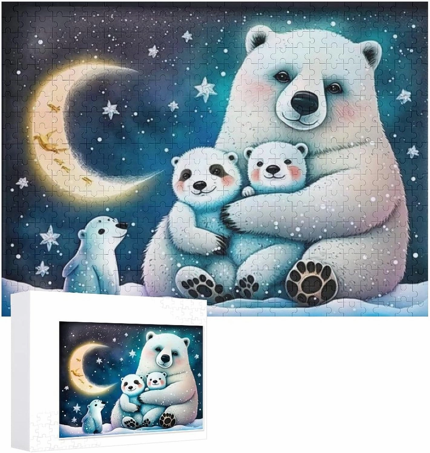 Puzzles for Adults 500 Pieces - Polar Bear House Puzzle Christmas Perfect for Relaxation Activity Difficult Challenging Puzzles