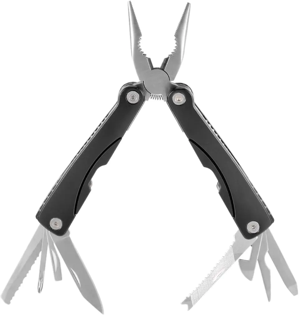 Qtqgoitem Stainless Steel Pocket Multitool Spring Loaded Folding Pliers Kit Black (Model: D9C 5C0 0E5 16C 2BF)