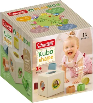 Quercetti: PlayBio Kubo Shape - 11pc Cube Block Sorter Toy, Shape-Size Matching, Large Colorful Pieces, Slot Dropping, Bioplastic, Baby-Toddler 12mo 