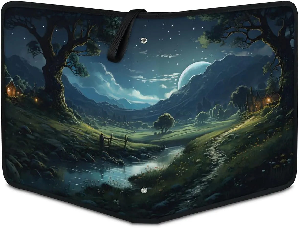 Quiet Night 3 Ring Trading Zipper Binder Strap, Trading Card Binder 4 Pocket, 400 Pockets Card Holder with 50 Removable Sleeves for Game Cards