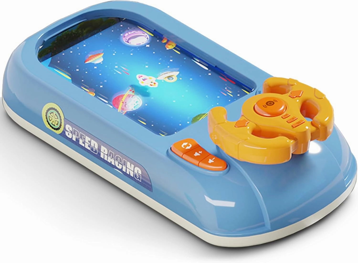 Racing Adventure Car Steering Wheel, Musical Interactive Racing Car Steering Wheel Toy with Steering Wheel (Blue)