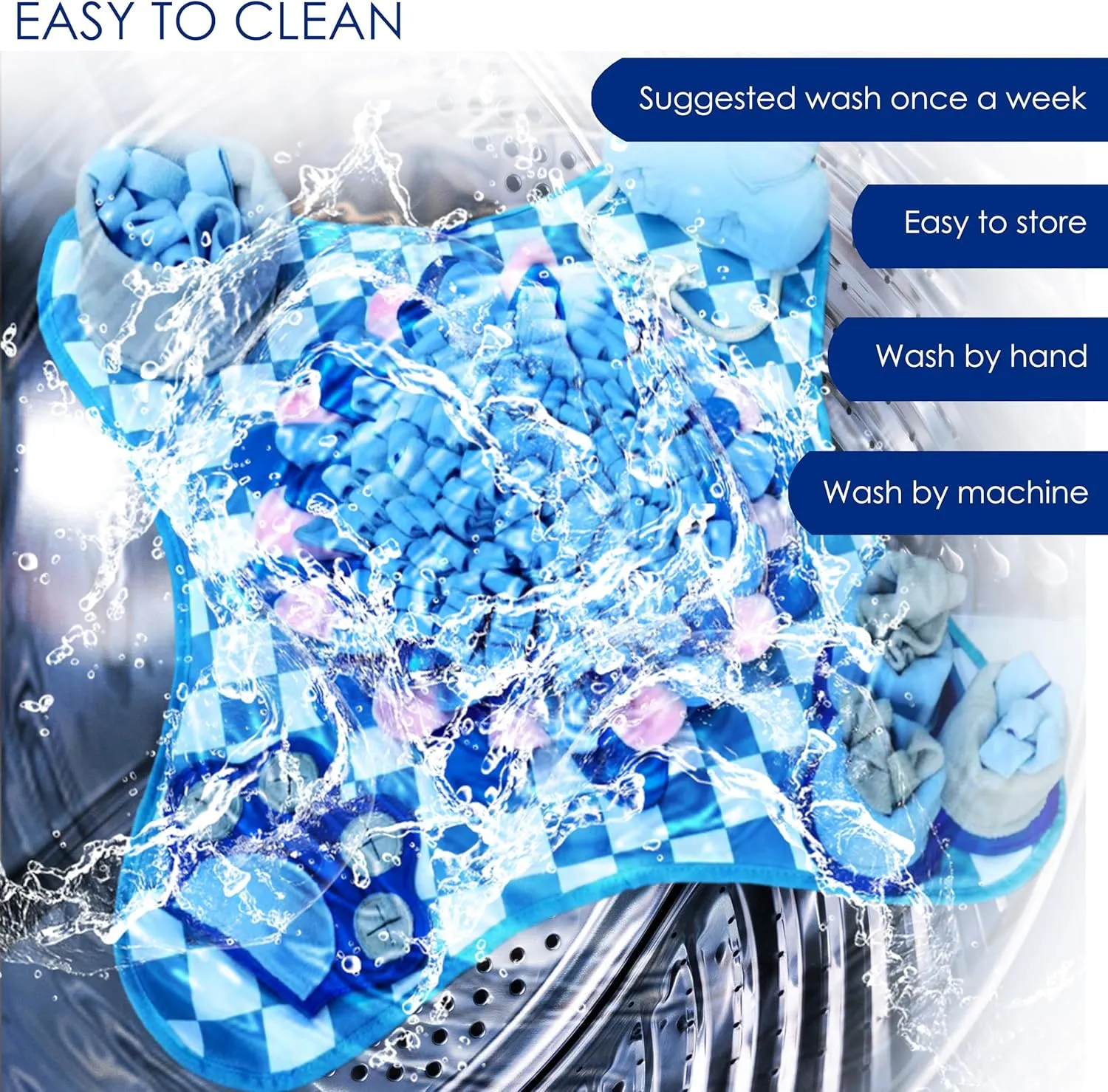 Rasingwell Snuffle Mat for Dogs with Theme Sniffing Mat 23 x 23 inches for All Breeds of Dog Cat, Interactive Puzzle Toy & Enrichment Toys for Dog Stress Relief (Blue, Normal)