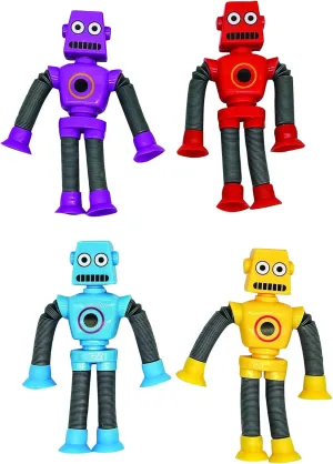Raymond Geddes B-Bot Break-A-Zoid Robot Toys for Kids (12 Pack) – Bendable, Stretchable, Suction Cup Robots in 4 Colors – Sensory Fidget Fun