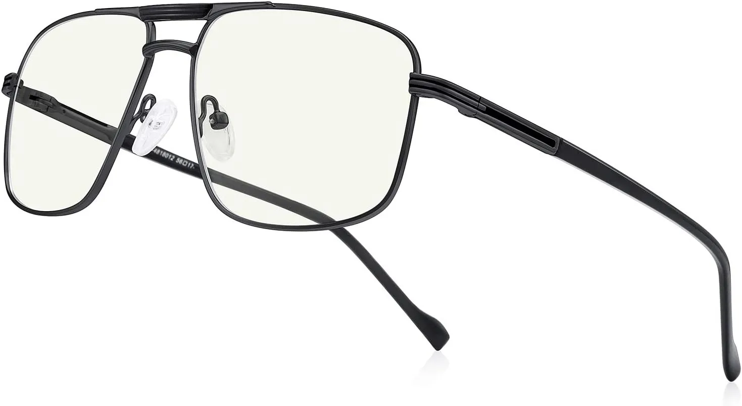 Reading Glasses for Men Square Double Bridge Blue Light Blocking Computer Readers