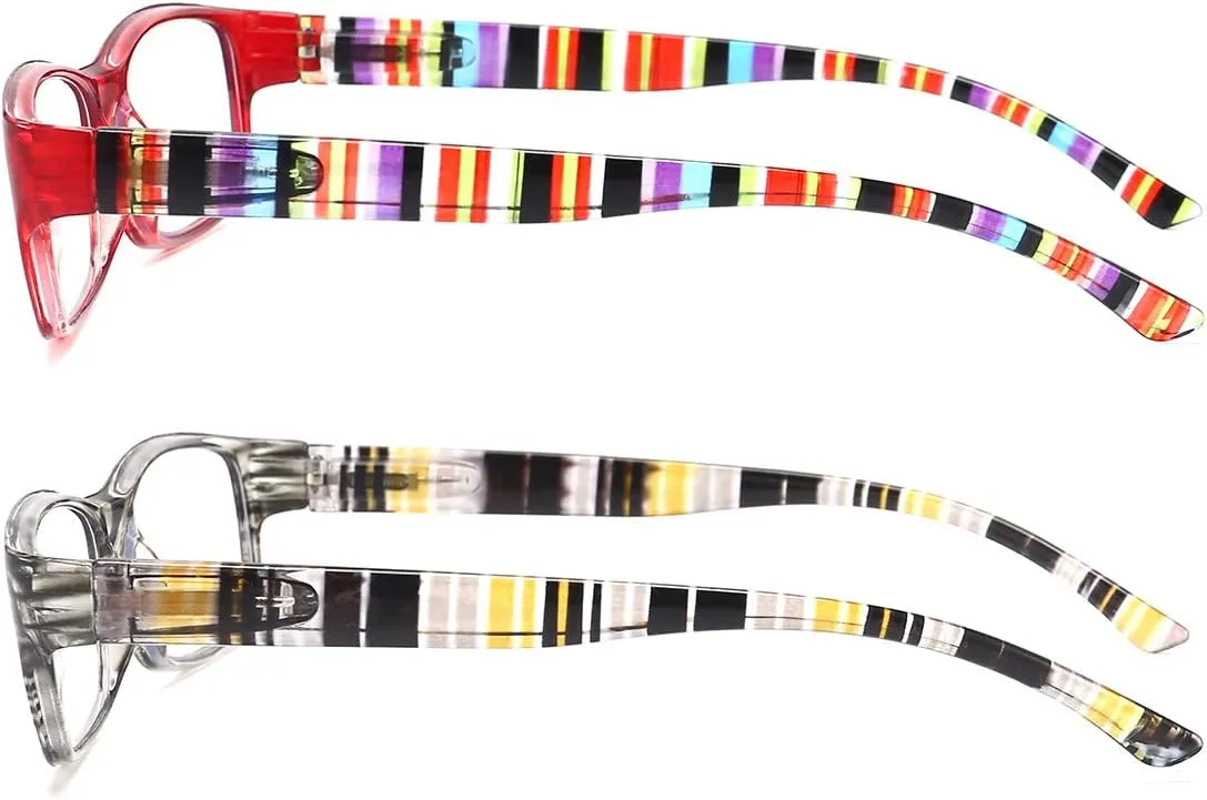 Reading Glasses for Women 2.5,Blue Light Blocking Computer Readers with Spring Hinge,Colorful Frame Fashion Eyeglasses