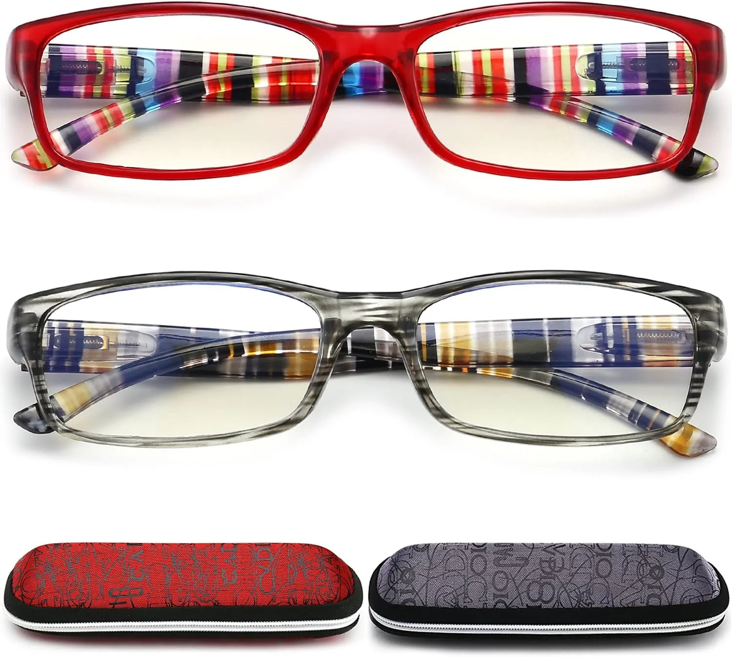 Reading Glasses for Women 2.5,Blue Light Blocking Computer Readers with Spring Hinge,Colorful Frame Fashion Eyeglasses