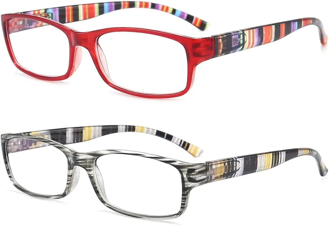 Reading Glasses for Women 2.5,Blue Light Blocking Computer Readers with Spring Hinge,Colorful Frame Fashion Eyeglasses