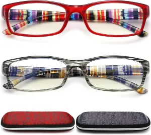 Reading Glasses for Women 2.5,Blue Light Blocking Computer Readers with Spring Hinge,Colorful Frame Fashion Eyeglasses