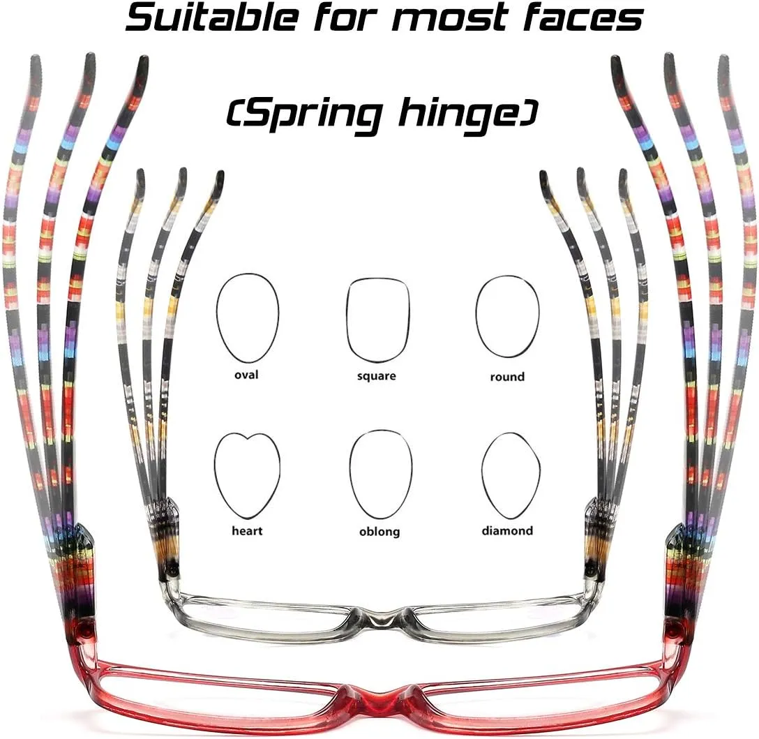 Reading Glasses for Women 2.5,Blue Light Blocking Computer Readers with Spring Hinge,Colorful Frame Fashion Eyeglasses