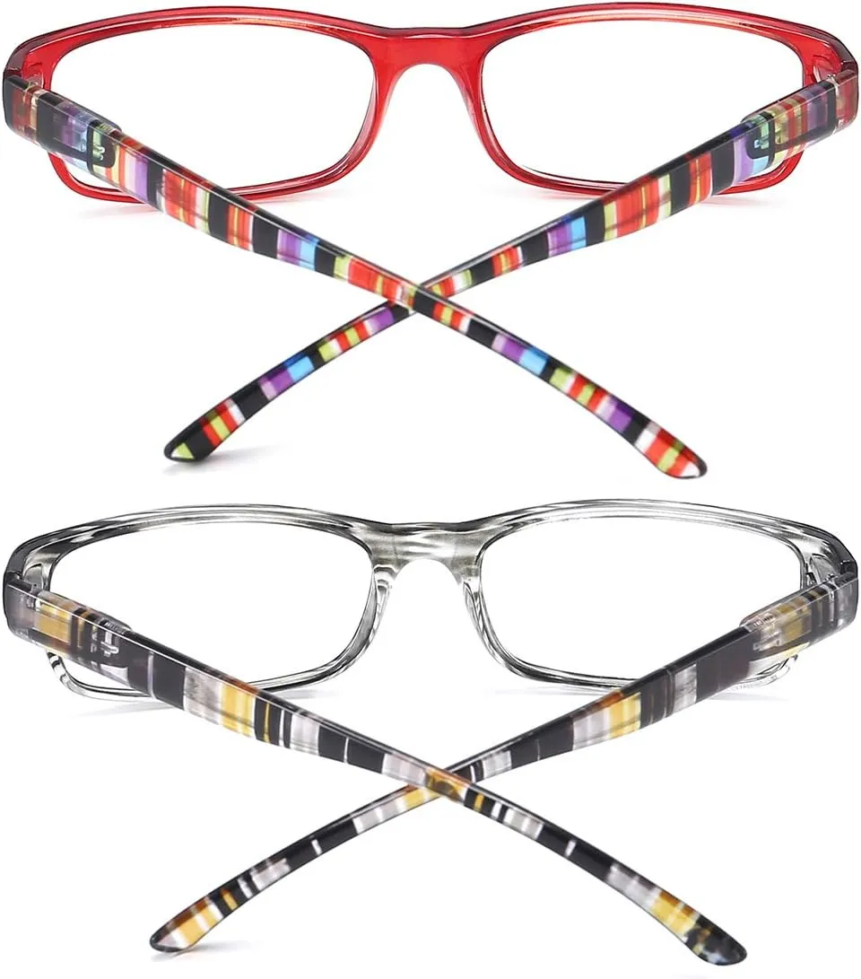 Reading Glasses for Women 2.5,Blue Light Blocking Computer Readers with Spring Hinge,Colorful Frame Fashion Eyeglasses