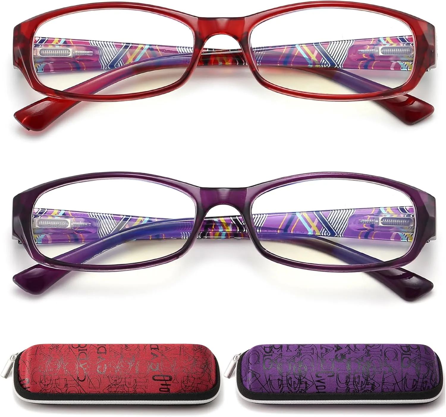 Reading Glasses Womens Blue Light Blocking - 2 Pairs Computer Readers Lightweight Colorful Eyeglasses  1.75