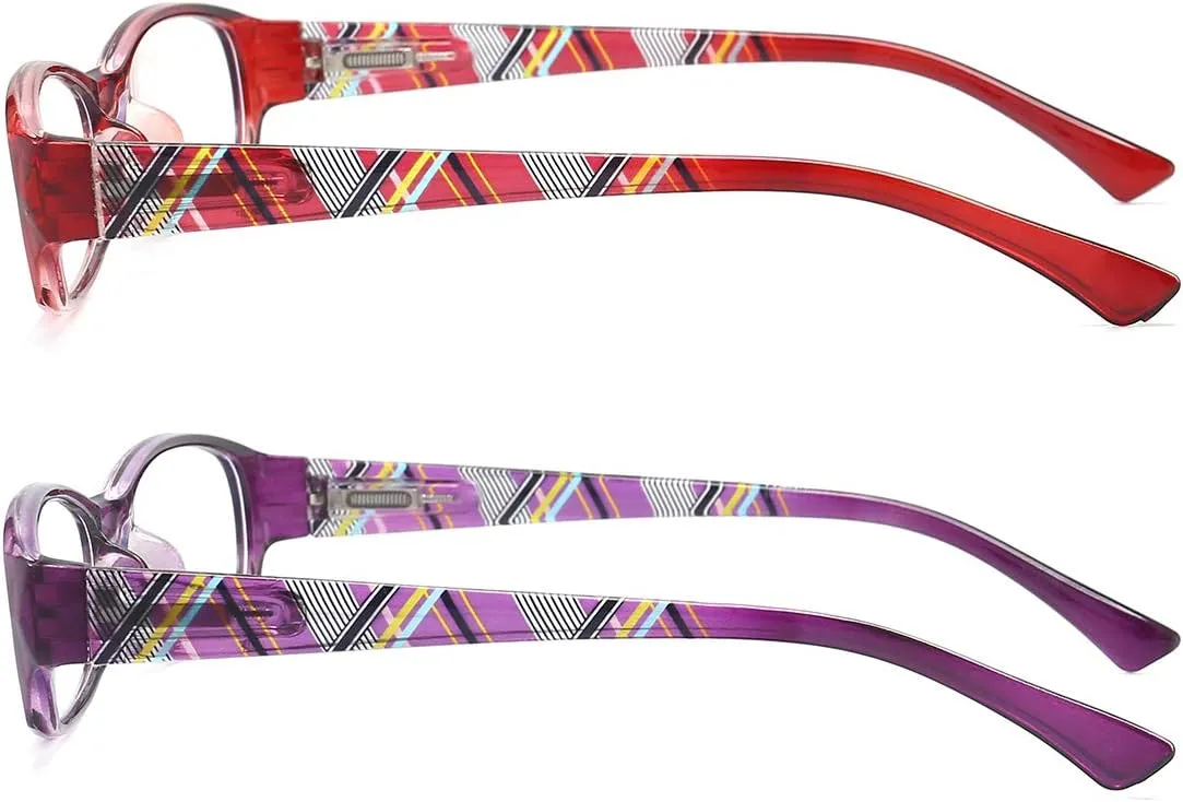 Reading Glasses Womens Blue Light Blocking - 2 Pairs Computer Readers Lightweight Colorful Eyeglasses  1.75