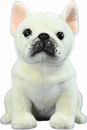 Realistic French Bulldog Plush - 9.1'' White Bulldog Stuffed Animal - Plushy and Squishy Pillow Toy - Cute Dog Puppy Animal Plushie Toys Gift for Boys and Girls