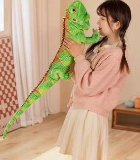 Realistic Green Lizard Stuffed Animal Toys, Chameleon Dolls, Reptile Soft Toys Maned Lizards, Wildlife Gifts for Kids (37.4 inches)