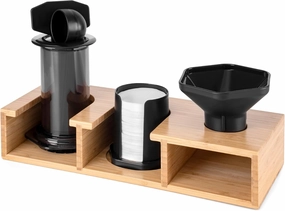 RECAPS Compact Bamboo Organizer Compatitable with AeroPress Coffee Maker, Accessories, Filters and Spoon, Ideal Coffee Caddy Storage Station