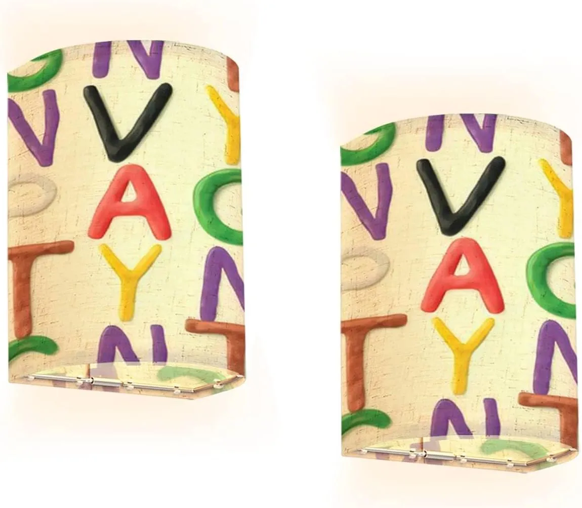 Rechargeable Sconces Set of Two Seamless alphabet Handmade modeling clay letters Realistic 3d Adjustable Brightness Fabric Wall Lamps Wireless Lights Fixtures for Bedroom Living Room Hallway