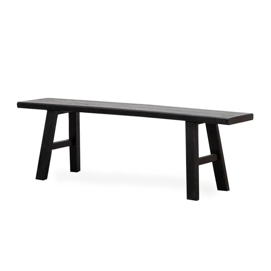 Reclaimed elm wood bench seat 150cm black