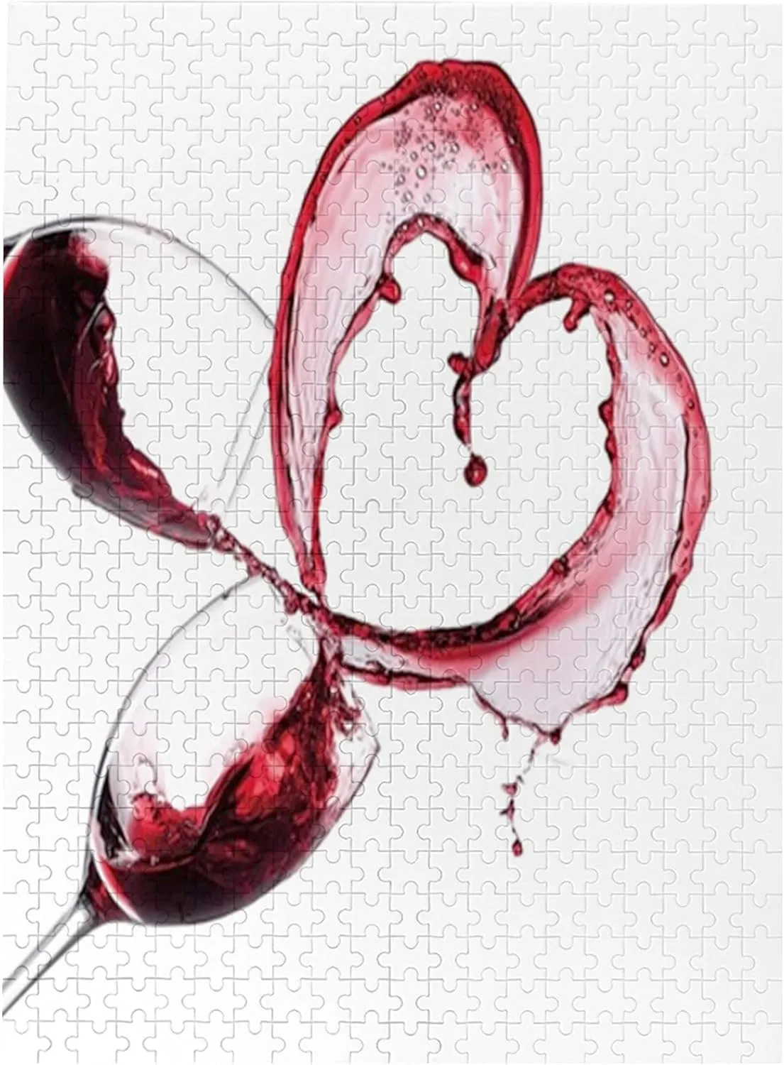 Red Drink,Portable Wooden Jigsaw Puzzle for Adults,Red Drink in Glasses Romantic,Birthday Gift for Family and Friends,Red Plastic Box Storage 500PCS