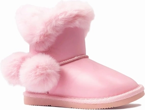 REDVOLUTION Kids Boots Toddler Girls Cute Butterfly Bow | PomPom PU leather Boot (Toddler/Small Kid)