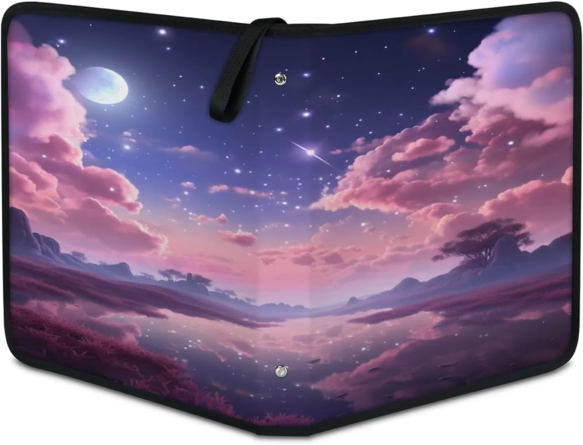 Reflection in The Sky 3 Ring Trading Zipper Binder Strap, Trading Card Binder 9 Pocket, 900 Pockets Card Holder with 50 Removable Sleeves for Game Cards