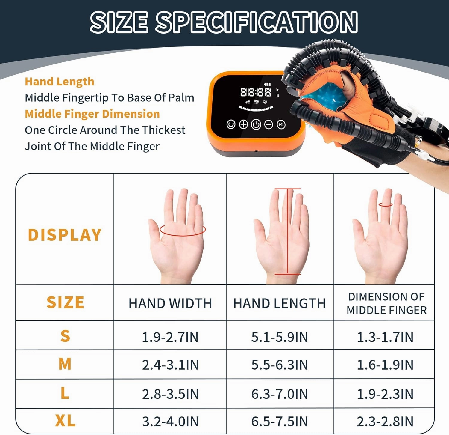 Rehabilitation Robot Gloves Equipment for Stroke Recovery, Hand Strength Exercise, and Adaptive Training Hemiplegic Finger with USB Chargeable Orange (Size S,Left Hand)