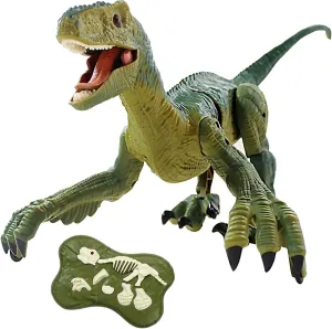 Remote Control Dinosaur Toys for Boys Age Above 3, Walking Robot Dinosaur Toy w/Light & Roaring Simulation Velociraptor, Dinosaur Gifts for Children, for Children