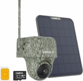 REOLINK 4K Cellular Trail Camera, 3G/4G LTE, 360° 4K HD Full View, 32GB SD SIM Card Included, Animal Recognition, No-Glow IR, Smart Motion Activated, Go Ranger PT Solar Panel, Updated Version