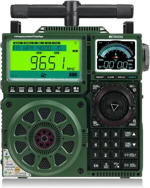 Retekess TR113 Shortwave Radio Receiver, AM FM LW WB VHF UHF AIR CB Full Band Radio with SSB Reception, 3 Antenna Ports and Extra Antenna, 1600 Presets, BT, SOS Alert, Rechargeable Battery