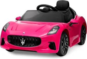 Ride On Car Licensed Maserati Gran Cabrio, 12V Battery Powered Motorized Car for Kids with Remote Control, Spring Suspension, Double Doors, Bright Lights, 4 Wheel Electric Vehicle, Pink